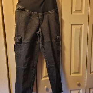 isabel By ingrid+isabel Black Denim Size 12 Maternity Cargo Pants